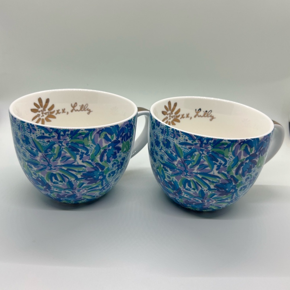 Lilly Pulitzer pair of gorgeous floral mugs